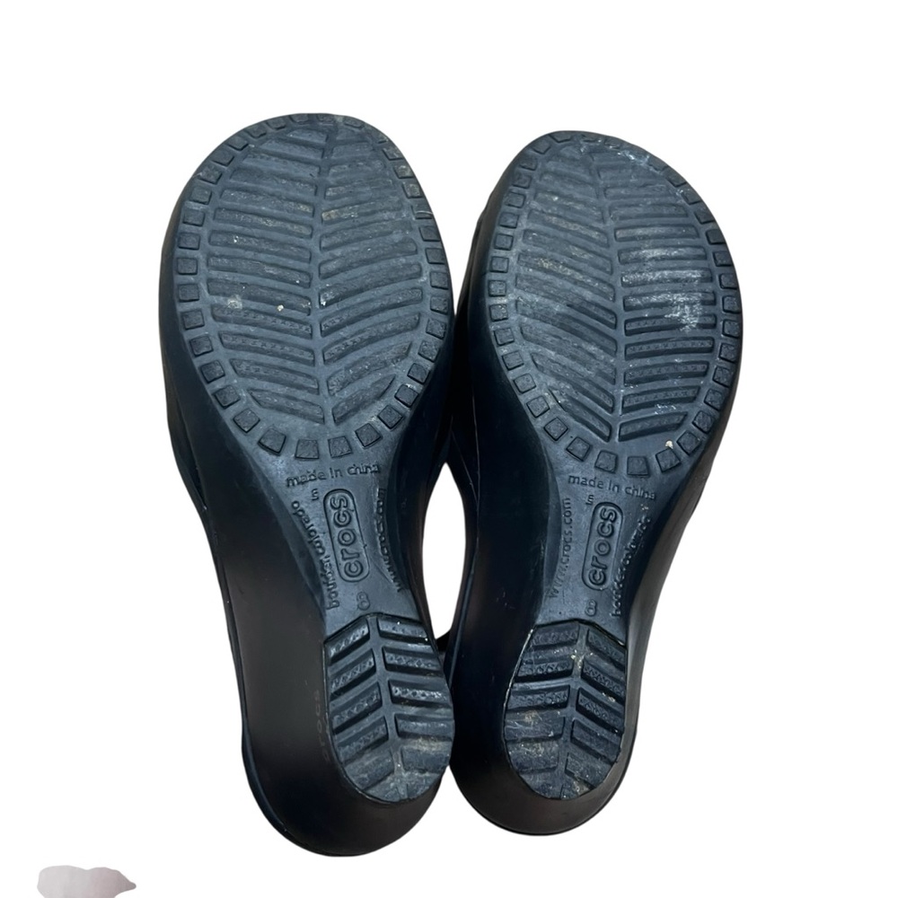 CROCS Women's Classic Black Slide Wedge 3 Inch Sandals Size 8 - Picture 5 of 6